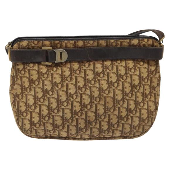 DIOR Trotter Canvas Shoulder Bag Brown Gold - Picture 2 of 12